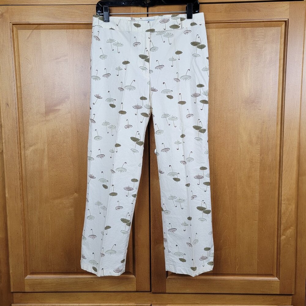 In The Wash Brand Ivory Retro Cotton Crop Pants with Umbrella Print - 6 - Picture 3 of 7